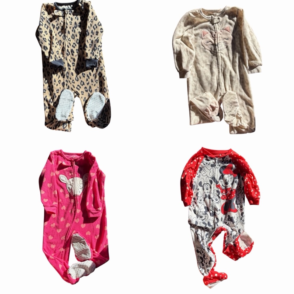 Bundle of 4 Toddler Girl Sleepers 2T 24M Carter’s Disney Minnie Fleece